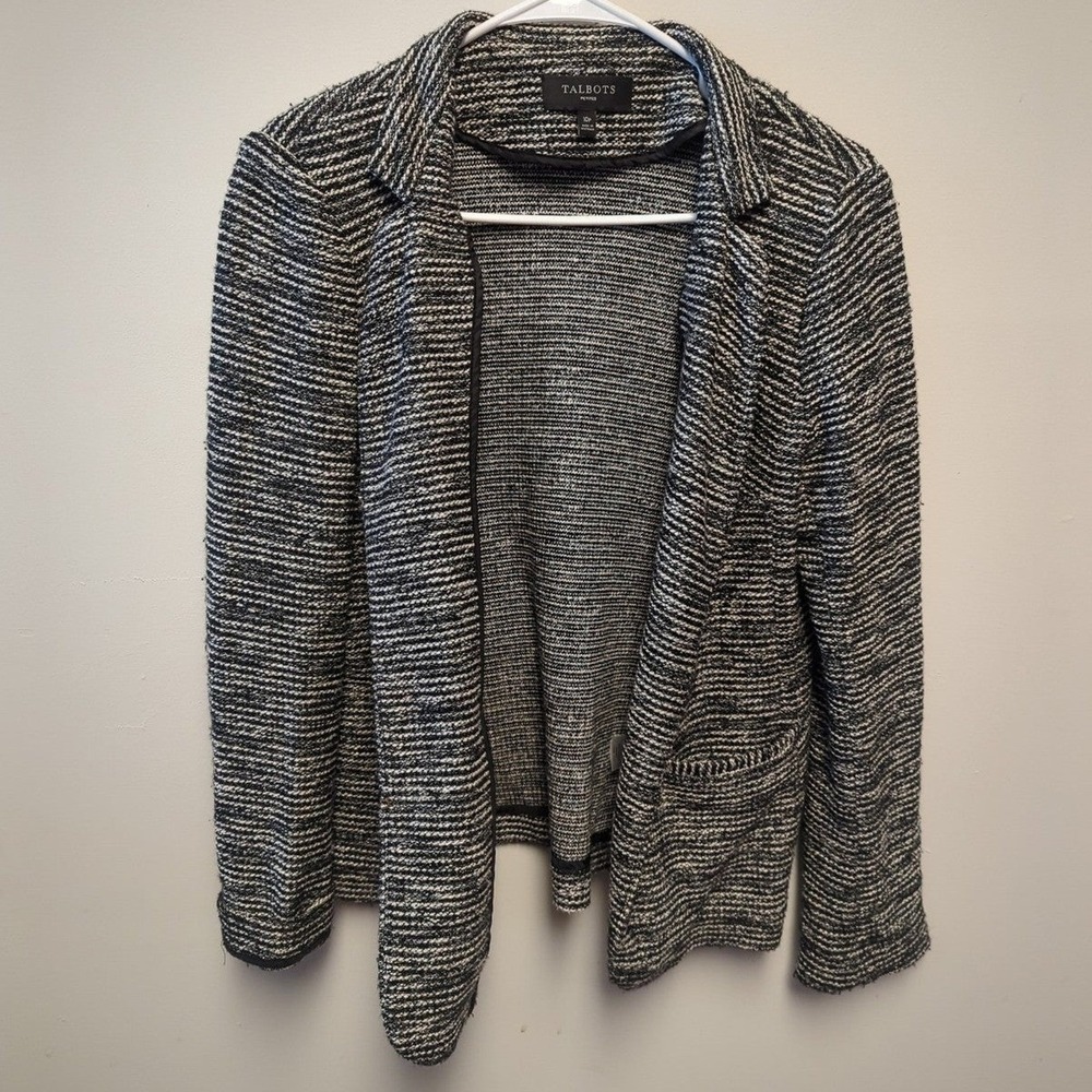 Quiet Luxury Marled Knit Tweed Blazer Cardigan Talbots Petites 10P